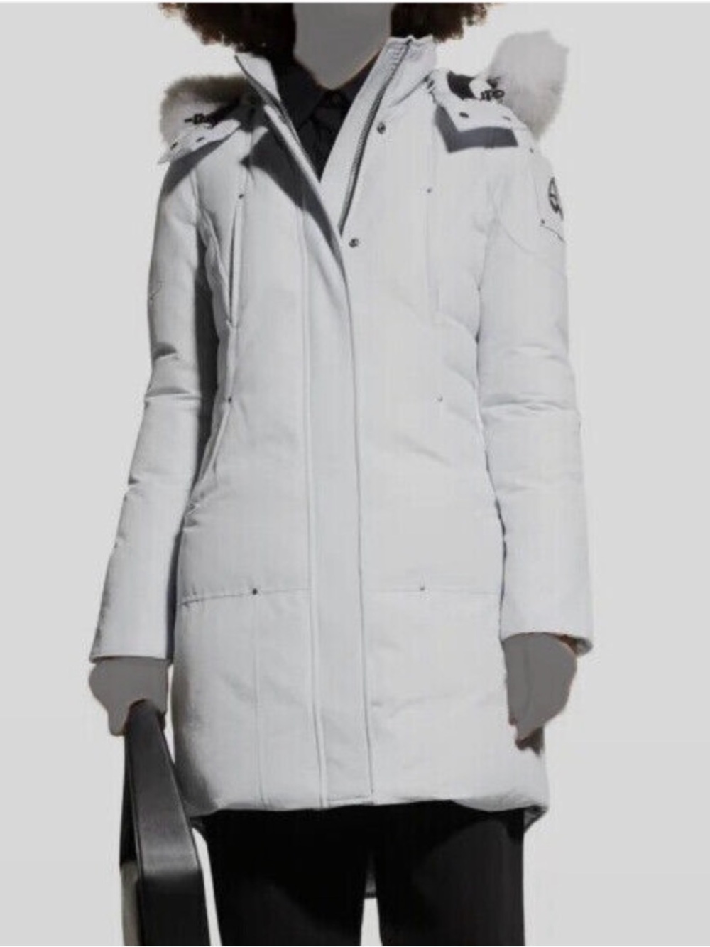 Moose Knuckles Grey Hooded Down Coat